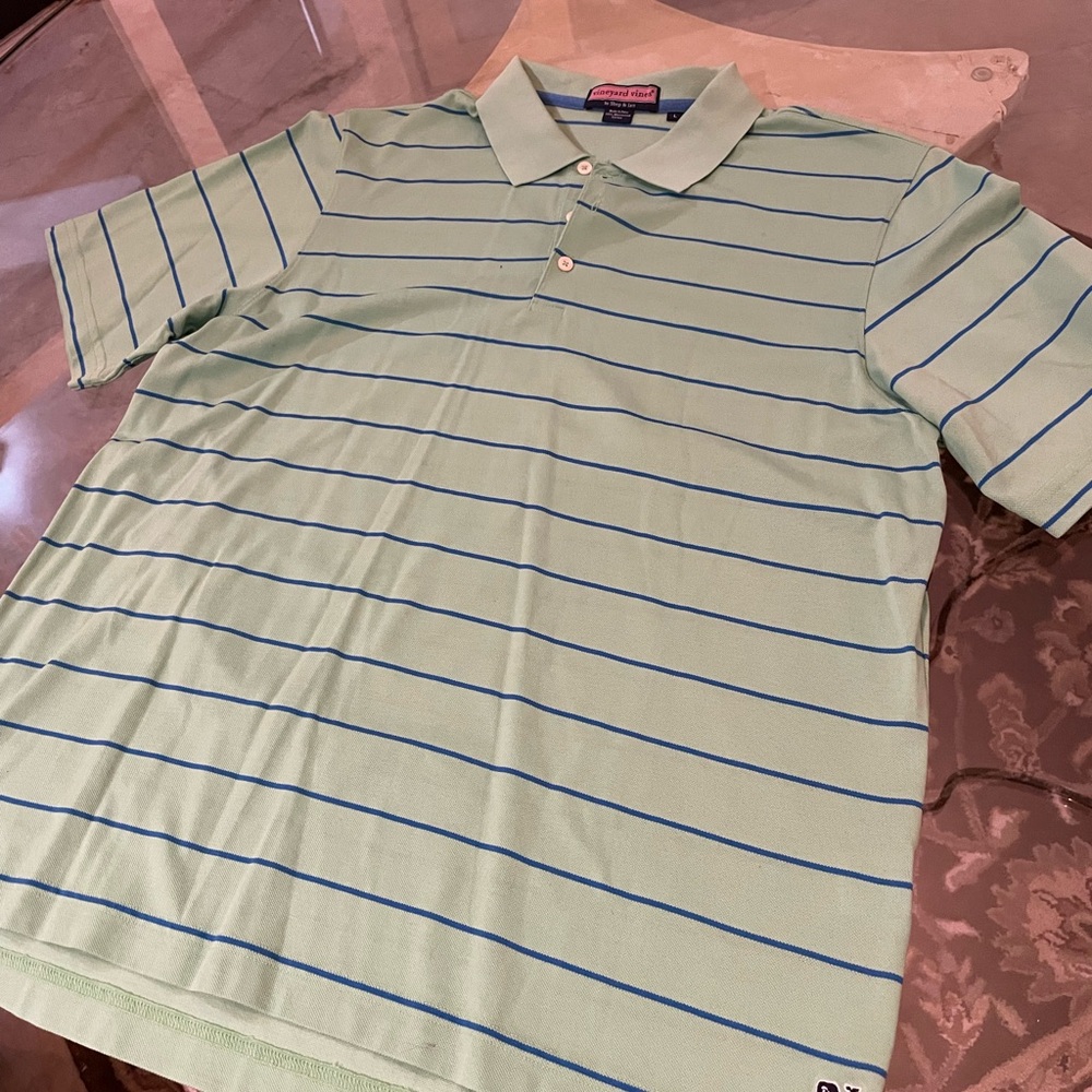 Vineyard Vines Green and Blue Polo Shirt Classic Style